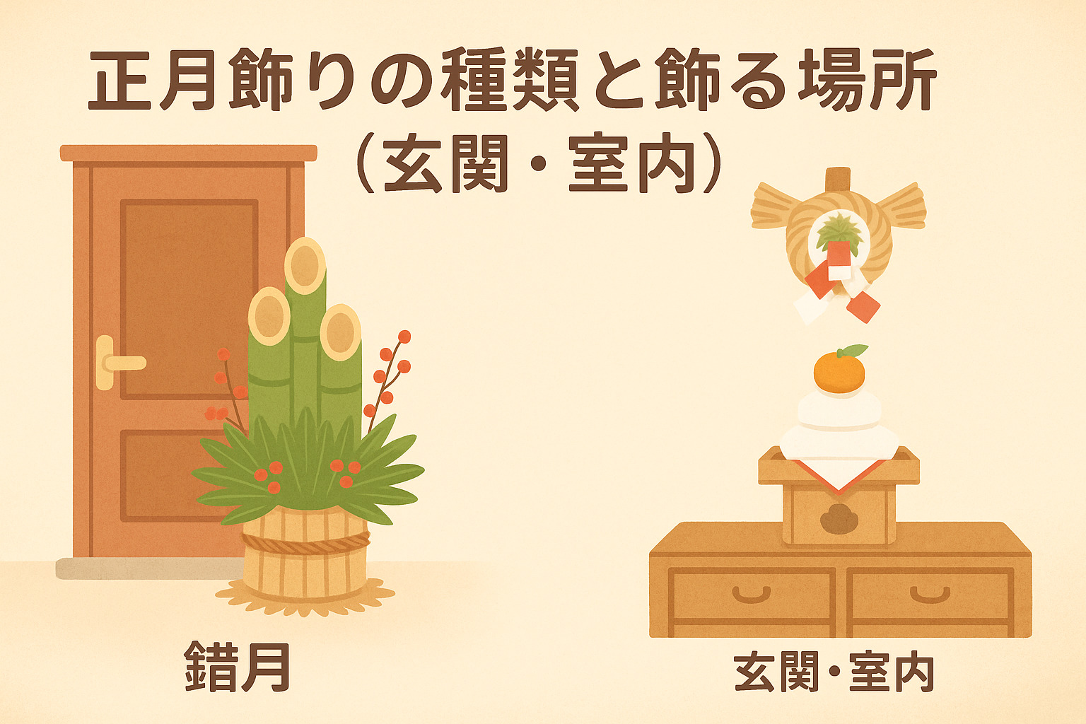 玄関や室内に飾る正月飾り