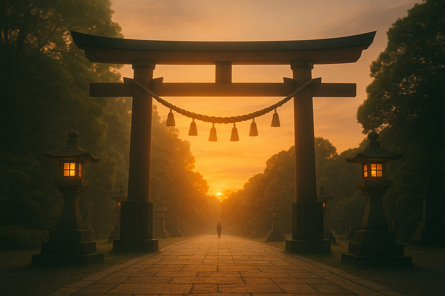夕方の神社
